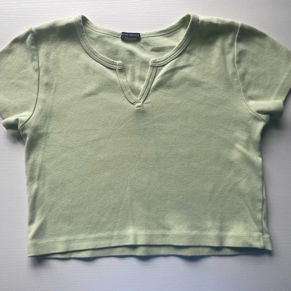 Brandy Melville Ashlyn Pastel Green V Notch Crop Top